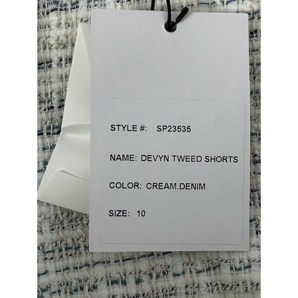 Generation Love Devyn Tweed Shorts Mid Rise Sequins Frayed Hem Cream Size 10 NEW - Picture 5 of 9